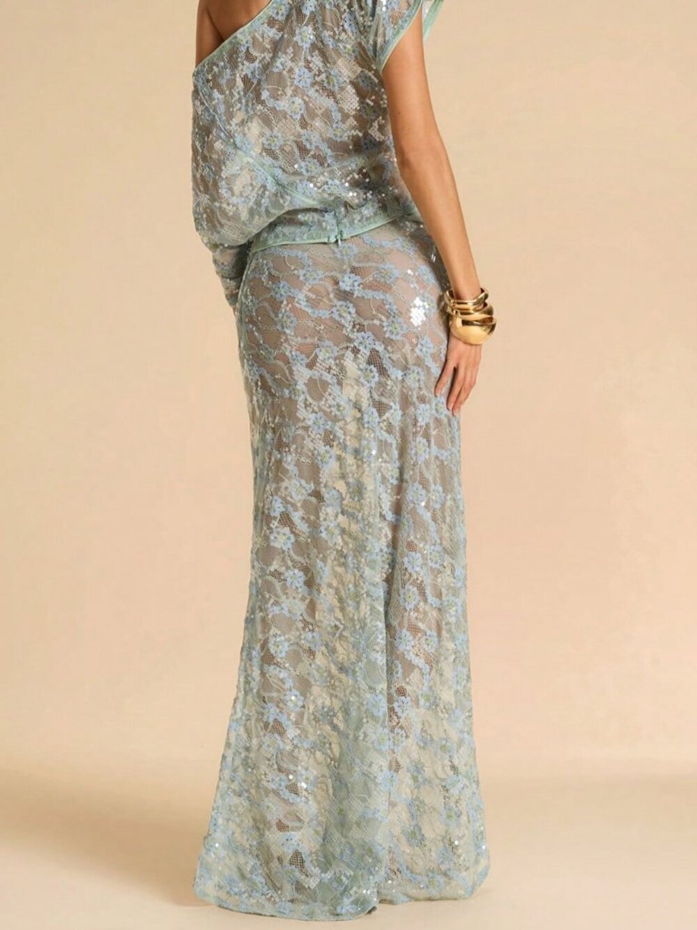 Blue Sexy Women's Sheer Lace Party Skirt - Picture 2 of 8